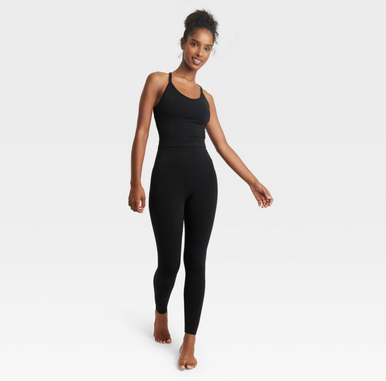 Women's High-Rise Patterned Seamless 7/8 Leggings - JoyLab™ Black